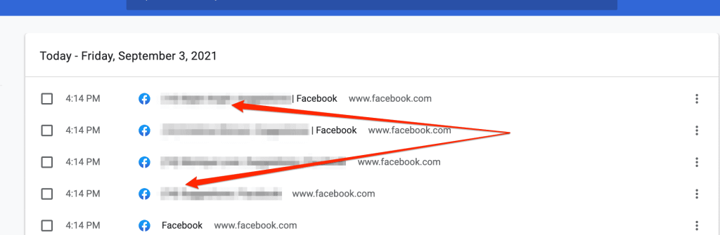 Finding hidden Facebook accounts in search history